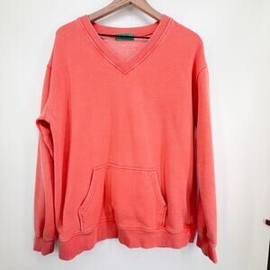 L Filly Flair Pigment Dyed Cozy Campfire V-Neck Sweatshirt oversized vintage EUC